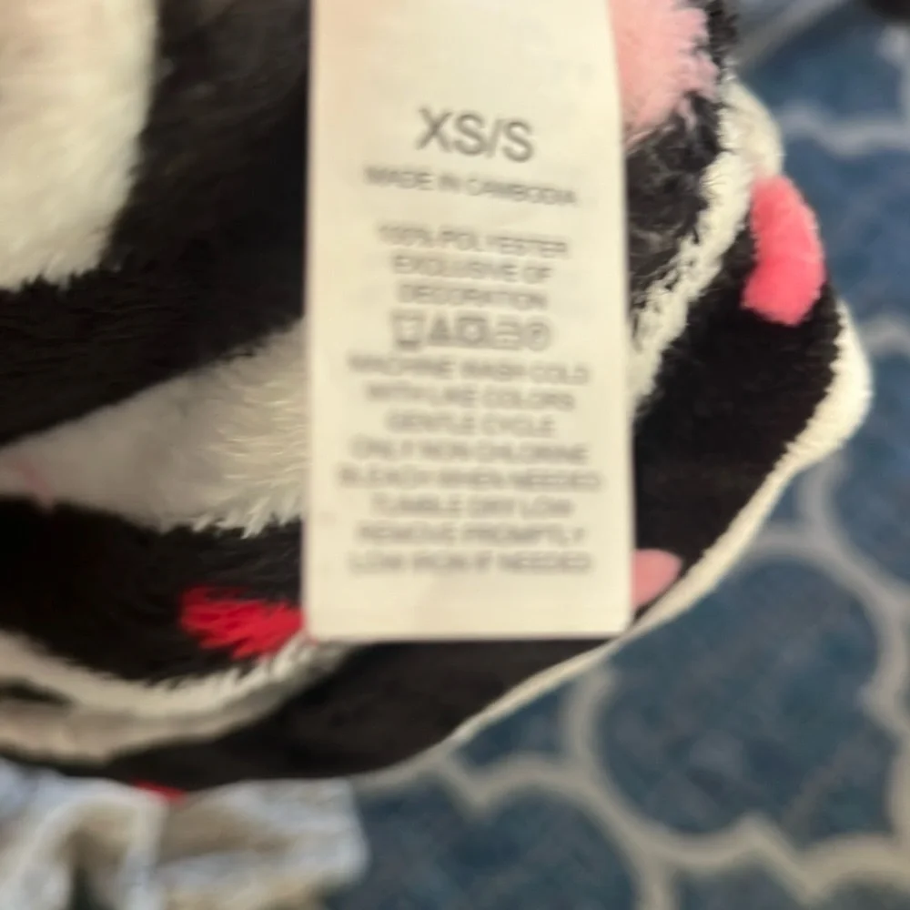 NWT Kate Spade Stripe black white  Polka Dot Robe chenille plush size Xs/small